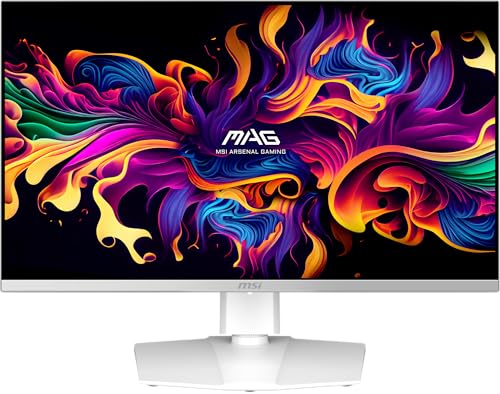 MSI MAG 272QPW QD OLED X28 27 inch 2560 x 1440  QHD  Gaming Monitor  280Hz  Adaptive Sync  HDR Ready  HDMI  VGA Port  VESA Mountable  Tilt  4 Side Slim Bezel  0 03ms  White