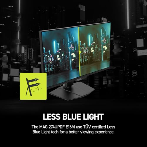 MSI MAG 274UPDF E16M 27 inch 3840 x 2160  UHD  Gaming Monitor  160Hz  AMD Adaptive Sync  HDR Ready  HDMI  VGA Port  VESA Mountable  Tilt  4 Side Slim Bezel  0 5ms  Black