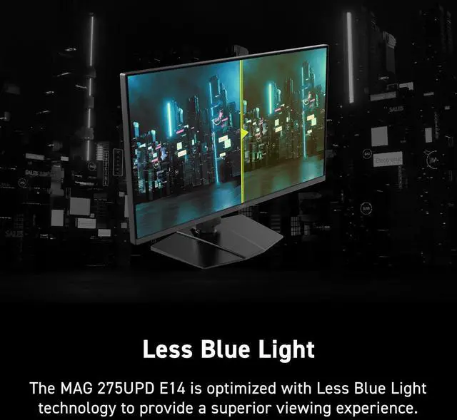 MSI MAG 275UPD E14 27 inch 3840 x 2160  UHD  Gaming Monitor  288Hz  Adaptive Sync  Dual Mode  Rapid IPS  VESA DisplayHDR400  HDMI  DisplayPort  VESA Mountable  Tilt  Height Adjustable  1ms  Black