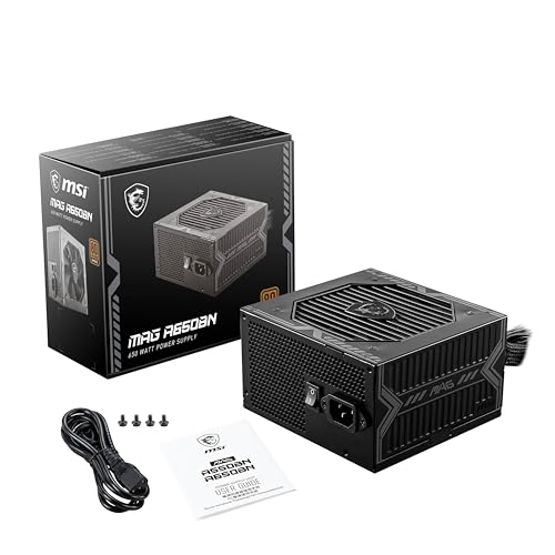 MSI MAG A650BN  Non Modular Compact 650W Power Supply  80  Bronze  Low Noise Fan  Active PFC Design  5 Year Warranty