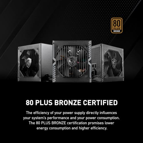 MSI MAG A650BN Non Modular Compact 650W Power Supply 80 Bronze Low Noise Fan Active PFC Design 5 Year Warranty
