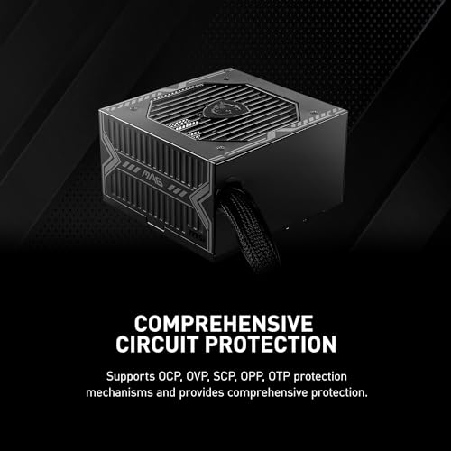 MSI MAG A650BN Non Modular Compact 650W Power Supply 80 Bronze Low Noise Fan Active PFC Design 5 Year Warranty