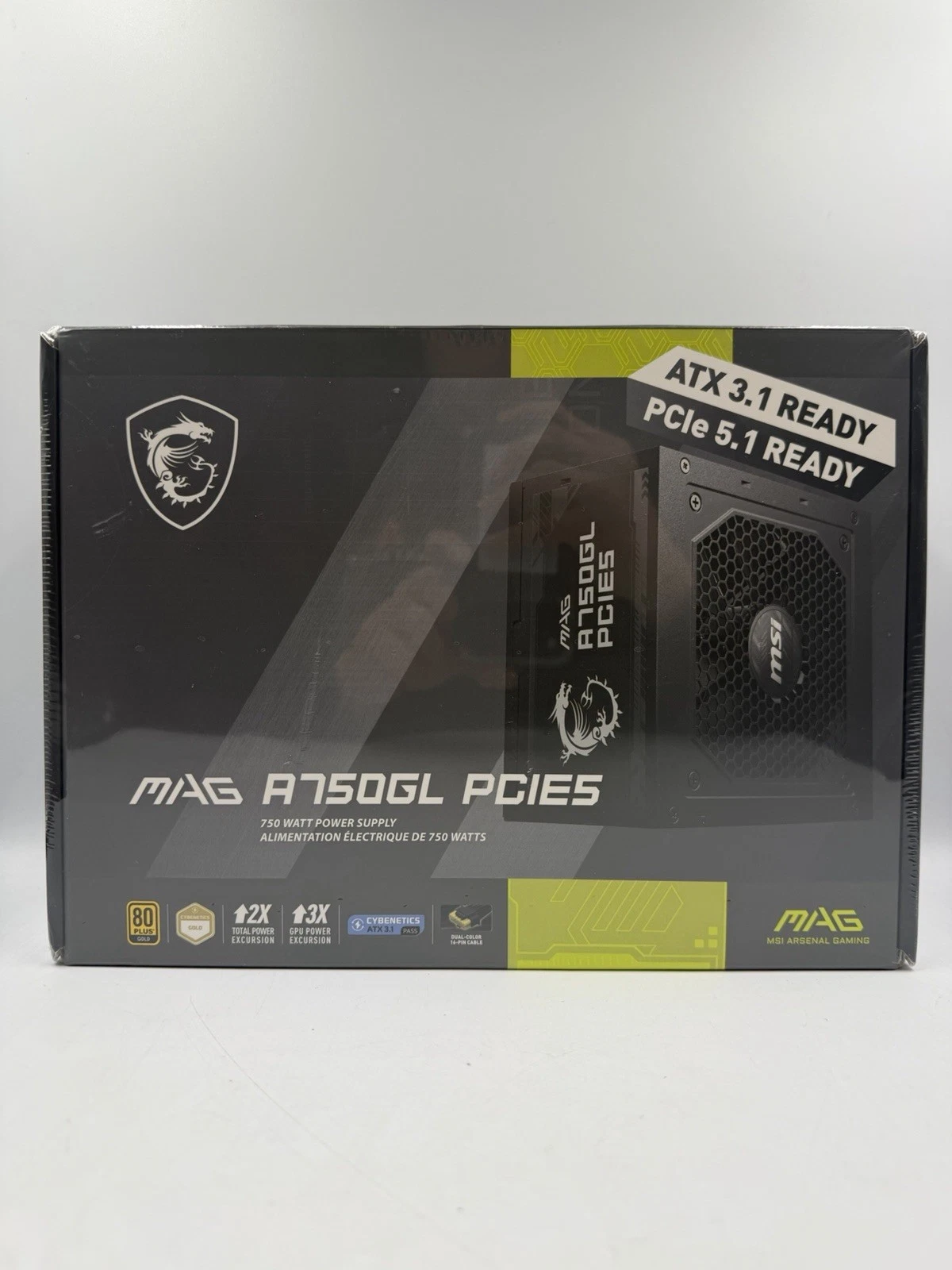 Fuente de alimentación MSI MAG A750GL PCIE5, totalmente modular, compacta para juegos, 750 W, 80+ Gold