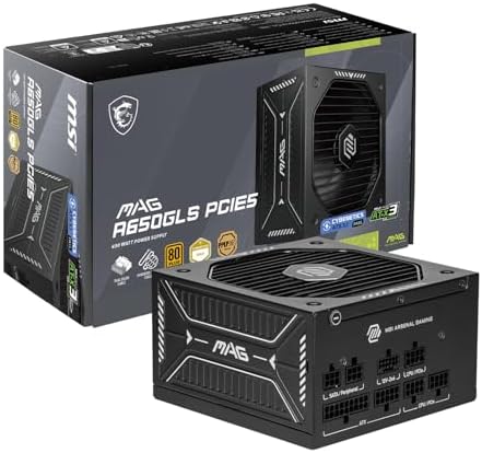 MSI MAG A850GLS PCIE5 ATX 3.1 Fuente de alimentación para juegos - Full Modular - 80 Plus Gold Certified 850W - Condensadores 100% japoneses a 221.0 °F - ATX PSU