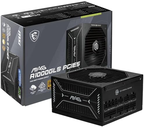 MSI MAG A850GLS PCIE5 ATX 3.1 Fuente de alimentación para juegos - Full Modular - 80 Plus Gold Certified 850W - Condensadores 100% japoneses a 221.0 °F - ATX PSU