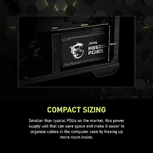 MSI MAG A850GL PCIE 5 & ATX 3 0 Gaming Power Supply   Full Modular   80 Plus Gold Certified 850W   Compact Size   ATX PSU  Renewed 