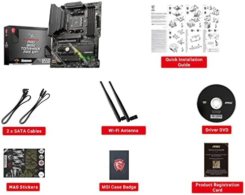 MSI MAG B550 Tomahawk MAX WiFi Gaming Motherboard  AMD AM4  DDR4  PCIe 4 0  SATA 6Gb/s  M 2  USB 3 2 Gen 2  HDMI/DP  ATX  Wi Fi 6E  AMD Ryzen 5000 Series Processors  AMD Gaming Motherboards  Renewed