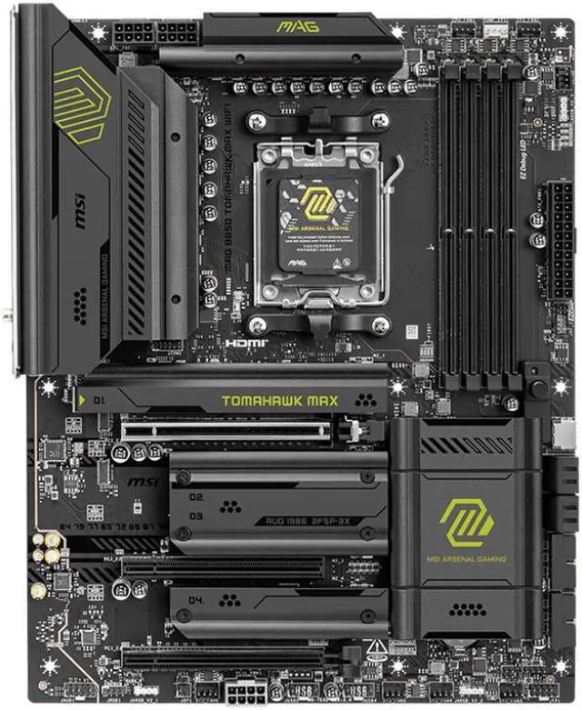 MSI MAG B850 TOMAHAWK MAX WIFI Motherboard  ATX   Supports AMD Ryzen 9000 / 8000 / 7000 Processors  AM5   80A SPS VRM  DDR5 Memory Boost 8400  MT/s  OC   PCIe 5 0 x16  M 2 Gen5  Wi Fi 7  5G LAN