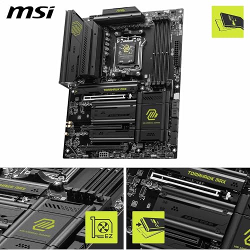MSI MAG B850 Tomahawk MAX WiFi Motherboard ATX Supports AMD Ryzen 9000/8000 / 7000 Processors AM5 80A SPS VRM DDR5 Memory Boost 8400 MT/s OC PCIe 5 0 x16 M 2 Gen5 Wi Fi 7 5G LAN