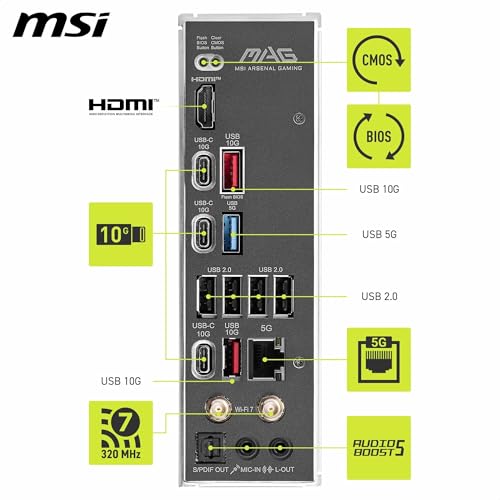 MSI MAG B850 Tomahawk MAX WiFi Motherboard ATX Supports AMD Ryzen 9000/8000 / 7000 Processors AM5 80A SPS VRM DDR5 Memory Boost 8400 MT/s OC PCIe 5 0 x16 M 2 Gen5 Wi Fi 7 5G LAN