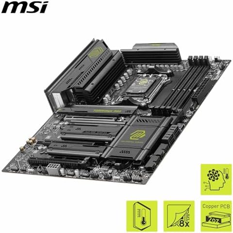 MSI MAG B850 Tomahawk MAX WiFi Motherboard  ATX   Supports AMD Ryzen 9000/8000 / 7000 Processors  AM5 80A SPS VRM  DDR5 Memory Boost 8400  MT/s  OC   PCIe 5 0 x16  M 2 Gen5  Wi Fi 7  5G LAN