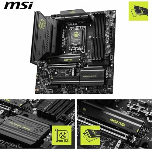 MSI MAG B860M Mortar WiFi Motherboard  mATX   Supports Intel Core Ultra Processors  Series 2   LGA 1851   DDR5 Memory Boost 9200  MT/s OC  1 x PCIe 5 0 x16  1 x M 2 Gen5  5G LAN  Wi Fi 7