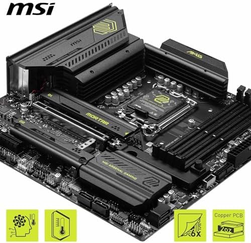 MSI MAG B860M Mortar WiFi Motherboard  mATX   Supports Intel Core Ultra Processors  Series 2   LGA 1851   DDR5 Memory Boost 9200  MT/s OC  1 x PCIe 5 0 x16  1 x M 2 Gen5  5G LAN  Wi Fi 7