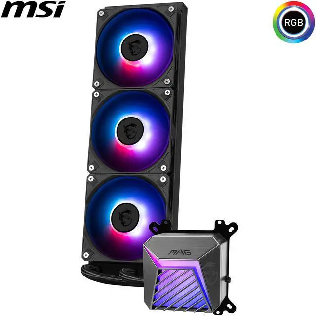 MSI MAG Coreliquid A15 360 Black  AIO ARGB Liquid Cooling   360mm Radiator   Triple 120mm ARGB PWM Fans   EZ Connect   Uni Bracket   LGA 1700/1851/AM5/AM4 Compatible