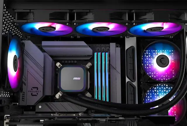 MSI MAG Coreliquid A13 360 Black   AIO ARGB Liquid Cooling   360mm Radiator   Triple 120mm ARGB PWM Fans   EZ Connect   LGA 1700/1851/AM5/AM4 Compatible