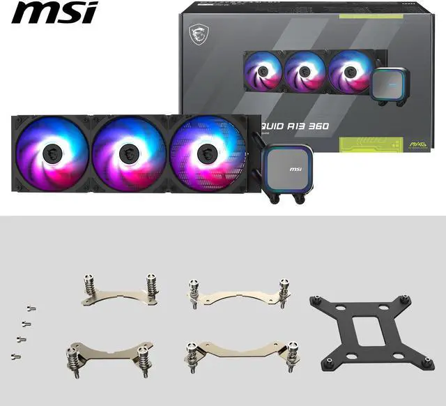 MSI MAG Coreliquid A13 360 Black   AIO ARGB Liquid Cooling   360mm Radiator   Triple 120mm ARGB PWM Fans   EZ Connect   LGA 1700/1851/AM5/AM4 Compatible