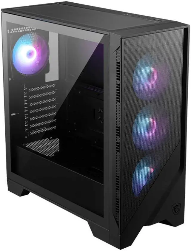 MSI MAG FORGE 321R AIRFLOW Black Computer Case  2xUSB 3 2 Gen 1  4x120mm ARGB Fan  ARGB Control Board  Tempered Glass Window