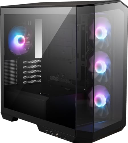 MSI MAG PANO M100R PZ   Premium Mid Tower Gaming PC Case   Tempered Glass Side Panel   ARGB 120mm Fans   Liquid Cooling Support up to 360mm Radiator   Vented Front Panel