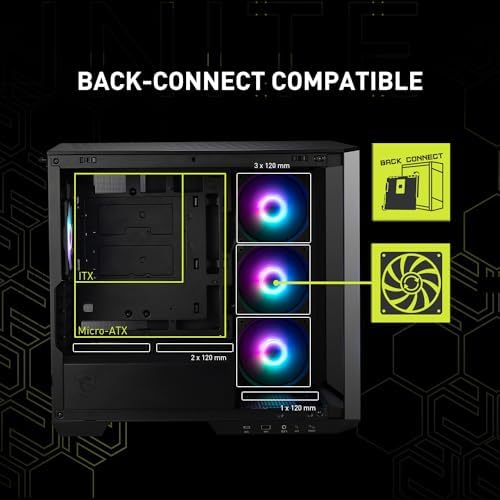 MSI MAG PANO M100R PZ   Premium Mid Tower Gaming PC Case   Tempered Glass Side Panel   ARGB 120mm Fans   Liquid Cooling Support up to 360mm Radiator   Vented Front Panel