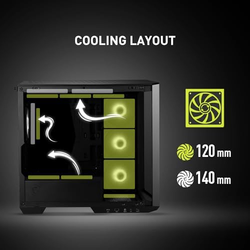 MSI MAG PANO M100R PZ   Premium Mid Tower Gaming PC Case   Tempered Glass Side Panel   ARGB 120mm Fans   Liquid Cooling Support up to 360mm Radiator   Vented Front Panel