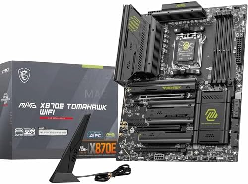 MSI MAG X870E Tomahawk WiFi Motherboard  ATX   Supports AMD Ryzen 9000/8000 / 7000 Processors  AM5 80A SPS VRM  DDR5 Memory Boost 8400  MT/s  OC   PCIe 5 0 x16  M 2 Gen5  Wi Fi 7  5G LAN