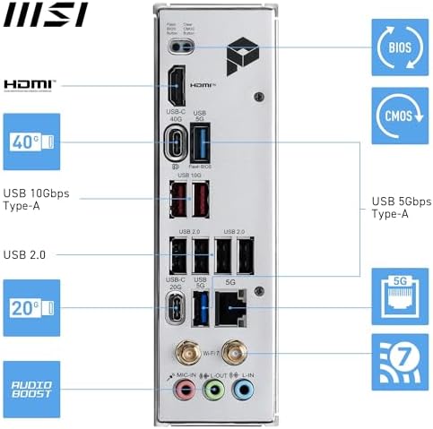 MSI MAG X870E Tomahawk WiFi Motherboard  ATX   Supports AMD Ryzen 9000/8000 / 7000 Processors  AM5 80A SPS VRM  DDR5 Memory Boost 8400  MT/s  OC   PCIe 5 0 x16  M 2 Gen5  Wi Fi 7  5G LAN