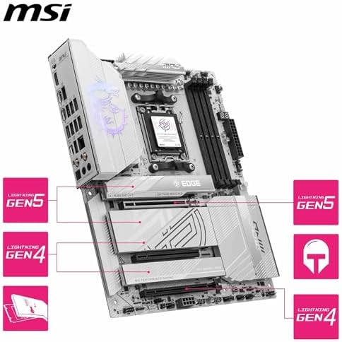 MSI MAG X870E Tomahawk WiFi Motherboard  ATX   Supports AMD Ryzen 9000/8000 / 7000 Processors  AM5 80A SPS VRM  DDR5 Memory Boost 8400  MT/s  OC   PCIe 5 0 x16  M 2 Gen5  Wi Fi 7  5G LAN