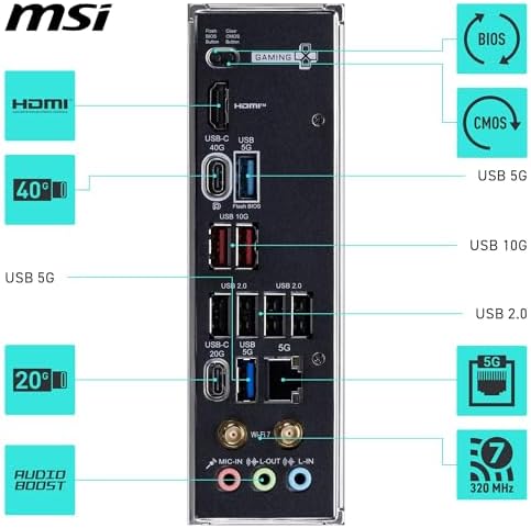 MSI MAG X870E Tomahawk WiFi Motherboard  ATX   Supports AMD Ryzen 9000/8000 / 7000 Processors  AM5 80A SPS VRM  DDR5 Memory Boost 8400  MT/s  OC   PCIe 5 0 x16  M 2 Gen5  Wi Fi 7  5G LAN