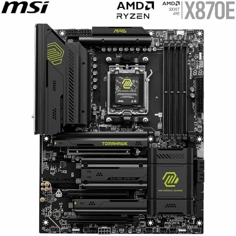 MSI MAG X870E Tomahawk WiFi Motherboard  ATX   Supports AMD Ryzen 9000/8000 / 7000 Processors  AM5 80A SPS VRM  DDR5 Memory Boost 8400  MT/s  OC   PCIe 5 0 x16  M 2 Gen5  Wi Fi 7  5G LAN