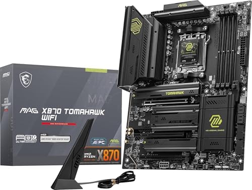 MSI MAG X870E Tomahawk WiFi Motherboard  ATX   Supports AMD Ryzen 9000/8000 / 7000 Processors  AM5 80A SPS VRM  DDR5 Memory Boost 8400  MT/s  OC   PCIe 5 0 x16  M 2 Gen5  Wi Fi 7  5G LAN