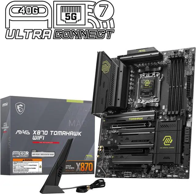 MSI MAG X870 TOMAHAWK WIFI Motherboard  ATX   Supports AMD Ryzen 9000 / 8000 / 7000 Processors  AM5   80A SPS VRM  DDR5 Memory Boost 8400 MT/s  OC   PCIe 5 0 x16 & 4 0 x16  M 2 Gen5  Wi Fi 7  5G LAN