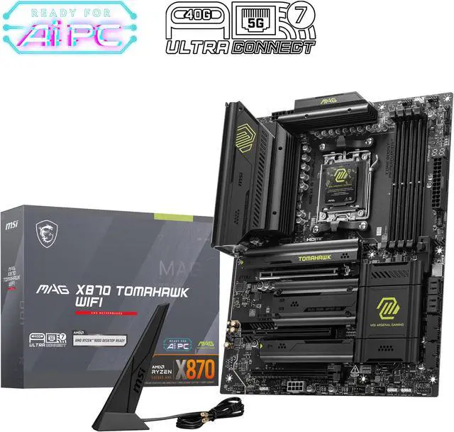 MSI MAG X870 TOMAHAWK WIFI Motherboard  ATX   Supports AMD Ryzen 9000 / 8000 / 7000 Processors  AM5   80A SPS VRM  DDR5 Memory Boost 8400 MT/s  OC   PCIe 5 0 x16 & 4 0 x16  M 2 Gen5  Wi Fi 7  5G LAN