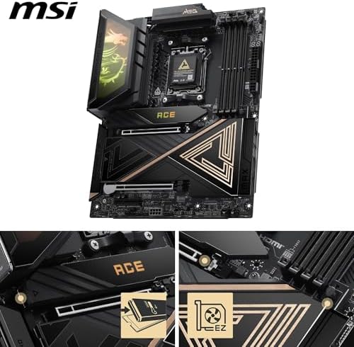 MSI MEG X870E ACE MAX Motherboard  ATX   Supports AMD Ryzen 9000/8000 / 7000 Processors  AM5 64MB BIOS ROM  110A SPS VRM  DDR5 Memory  up to 8400  MT/s OC   M 2 & PCIe 5 0  USB4  Wi Fi 7  10G LAN