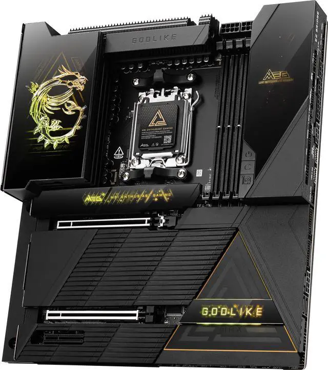 MSI MEG X870E GODLIKE MAX  E ATX   Supports AMD Ryzen 9000/8000/7000 Processors  AM5   Dynamic Dashboard III  EZ Slide M 2  64MB BIOS ROM  110A SPS  M 2 & PCIe 5 0  USB4  Wi Fi 7  10G   5G LAN