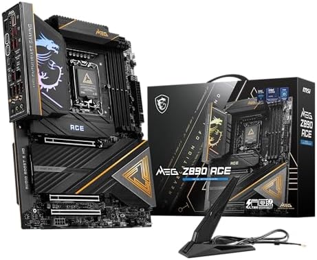 MSI MEG Z890 ACE Gaming Motherboard  Support Core Ultra Series 2 Intel Processors  LGA 1851  DDR5  PCIe 5 0  M 2  SATA  10Gbps LAN  USB Type C  Wi Fi 7  Bluetooth 5 4  Thunderbolt 4  ATX 