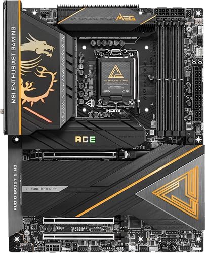 MSI MEG Z890 ACE Gaming Motherboard  Support Core Ultra Series 2 Intel Processors  LGA 1851  DDR5  PCIe 5 0  M 2  SATA  10Gbps LAN  USB Type C  Wi Fi 7  Bluetooth 5 4  Thunderbolt 4  ATX 