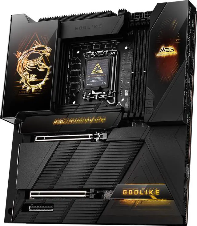 MSI MEG Z890 GODLIKE  E ATX   Supports Intel Core Ultra Processors  Series 2   LGA 1851   Dynamic Dashboard III  EZ Slide M 2  DDR5  9200  MT/s OC   M 2 & PCIe 5 0  Thunderbolt 5  Wi Fi 7  10G LAN