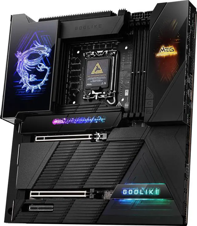 MSI MEG Z890 GODLIKE  E ATX   Supports Intel Core Ultra Processors  Series 2   LGA 1851   Dynamic Dashboard III  EZ Slide M 2  DDR5  9200  MT/s OC   M 2 & PCIe 5 0  Thunderbolt 5  Wi Fi 7  10G LAN