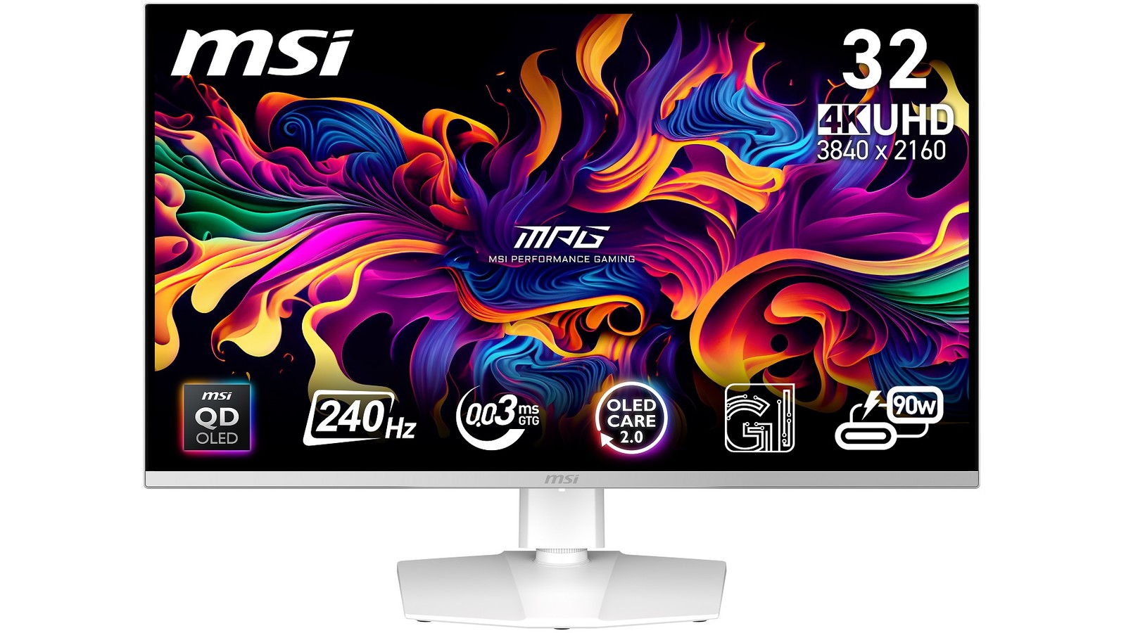MSI MPG 321URXW QD OLED 32" UHD Gaming Monitor  240Hz/0 03ms HDR400 G SYNC WHITE