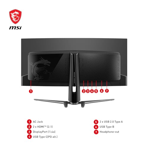 MSI MPG 341CQPX QD OLED 34 inch Curved OLED Gaming Monitor  3440 x 1440  UWQHD   0 03ms Response time  240Hz  True Black HDR 400  HDMI  DP Port  USB Type C  Tilt  Height Adjustable