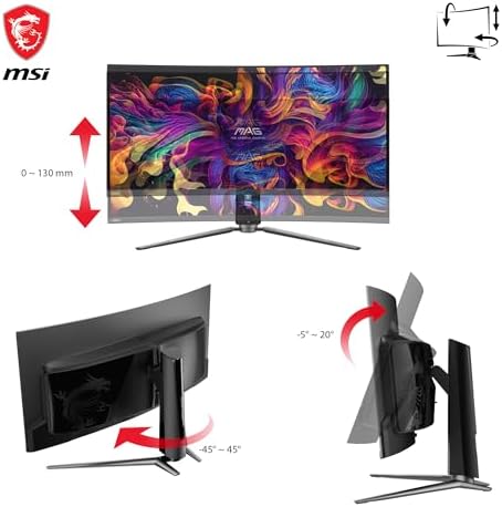 MSI MPG 341CQPX QD OLED 34 inch Curved OLED Gaming Monitor  3440 x 1440  UWQHD   0 03ms Response time  240Hz  True Black HDR 400  HDMI  DP Port  USB Type C  Tilt  Height Adjustable