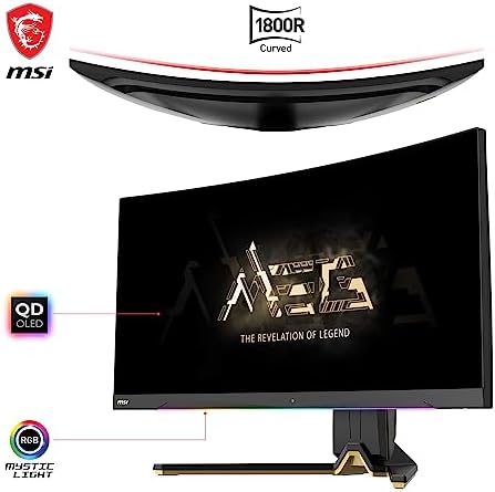 MSI MPG 341CQPX QD OLED 34 inch Curved OLED Gaming Monitor  3440 x 1440  UWQHD   0 03ms Response time  240Hz  True Black HDR 400  HDMI  DP Port  USB Type C  Tilt  Height Adjustable