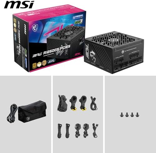 MSI MPG A1000GS PCIE5  Fully Modular Gaming 1000W Power Supply  80  Gold  Dual 12V 2x6 Cables  Server Grade Capacitor  ATX 3 1 & PCIe 5 1 Ready  Low Noise  Semi Digital  10 Year Warranty