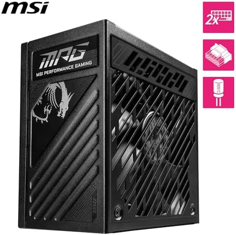 MSI MPG A850GS PCIE5  Fully Modular Gaming 850W Power Supply  80  Gold  Dual 12V 2x6 Cables  Server Grade Capacitor  ATX 3 1 & PCIe 5 1 Ready  Low Noise  Semi Digital  10 Year Warranty