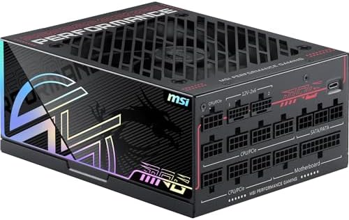 MSI MPG Ai1300TS PCIE5  Fully Modular Gaming 1300W Power Supply  80  Titanium  Dual 12V 2x6 Cables  GPU Safeguard   SiC MOSFETs  Fan Safeguard  ATX 3 1 & PCIe 5 1 Ready 12 Year Warranty