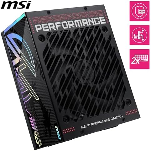 MSI MPG Ai1300TS PCIE5  Fully Modular Gaming 1300W Power Supply  80  Titanium  Dual 12V 2x6 Cables  GPU Safeguard   SiC MOSFETs  Fan Safeguard  ATX 3 1 & PCIe 5 1 Ready 12 Year Warranty