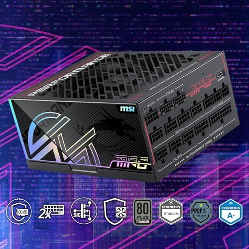 MSI MPG Ai1300TS PCIE5  Fully Modular Gaming 1300W Power Supply  80  Titanium  Dual 12V 2x6 Cables  GPU Safeguard   SiC MOSFETs  Fan Safeguard  ATX 3 1 & PCIe 5 1 Ready 12 Year Warranty