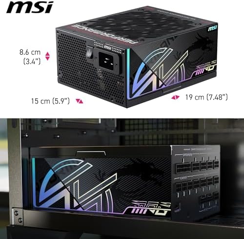 MSI MPG Ai1300TS PCIE5  Fully Modular Gaming 1300W Power Supply  80  Titanium  Dual 12V 2x6 Cables  GPU Safeguard   SiC MOSFETs  Fan Safeguard  ATX 3 1 & PCIe 5 1 Ready 12 Year Warranty