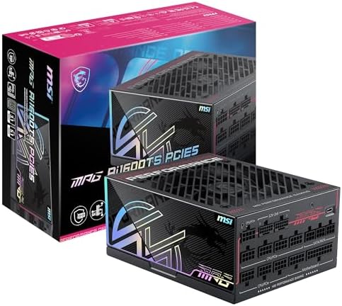MSI MPG Ai1300TS PCIE5  Fully Modular Gaming 1300W Power Supply  80  Titanium  Dual 12V 2x6 Cables  GPU Safeguard   SiC MOSFETs  Fan Safeguard  ATX 3 1 & PCIe 5 1 Ready 12 Year Warranty
