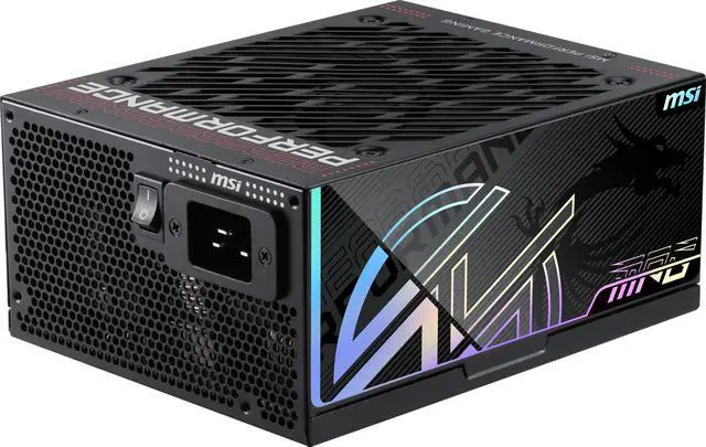 MSI MPG Ai1600TS PCIE5  Fully Modular Gaming 1600W Power Supply  80  Titanium  Dual 12V 2x6 Cables  GPU Safeguard   SiC MOSFETs  Fan Safeguard  ATX 3 1 & PCIe 5 1 Ready  12 Year Warranty